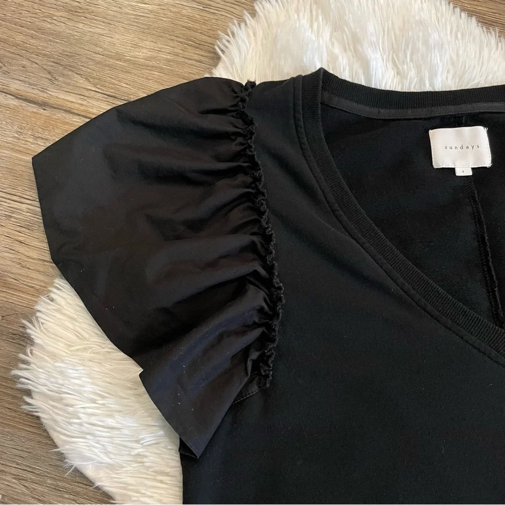 Sundays Chloe Ruffle Sleeve Mini Dress 2 Black LBD Preppy Nordstrom